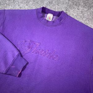 VTG Florida Sweatshirt Womens Large Purple Embroidered Crew‎ Neck Cotton USA